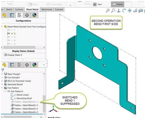 sheet metal command in SolidWorks